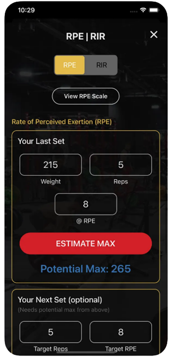 RPE/RIR Calculator for Powerlifters | PWRBLD App